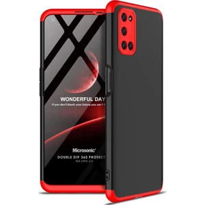 Oppo A72 Kılıf Double Dip 360 Protective Siyah - Kırmızı