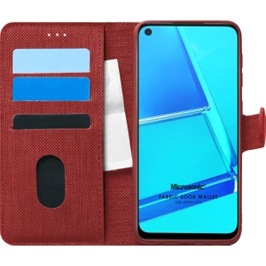 Oppo A72 Kılıf Fabric Book Wallet Kırmızı