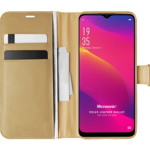 Oppo A9 2020 Kılıf Delux Leather Wallet Gold