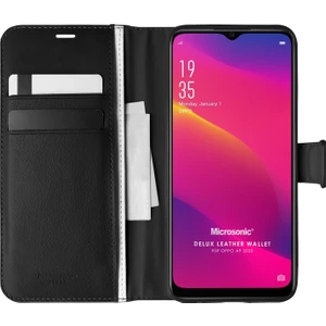 Oppo A9 2020 Kılıf Delux Leather Wallet Siyah