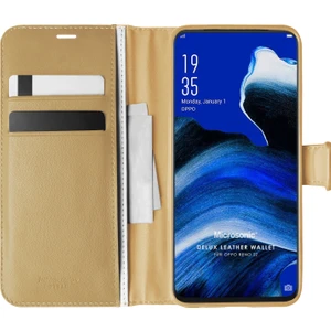 Oppo Reno 2Z Kılıf Delux Leather Wallet Gold