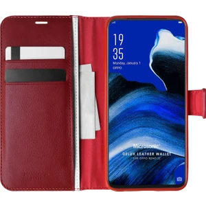 Oppo Reno 2Z Kılıf Delux Leather Wallet Kırmızı