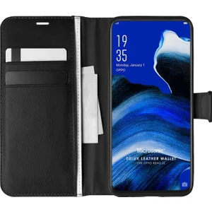 Oppo Reno 2Z Kılıf Delux Leather Wallet Siyah