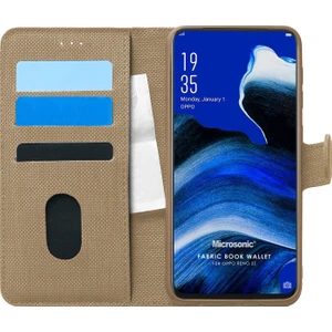 Oppo Reno 2Z Kılıf Fabric Book Wallet Gold