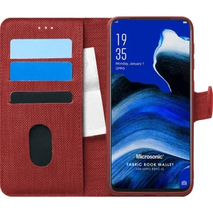 Oppo Reno 2Z Kılıf Fabric Book Wallet Kırmızı
