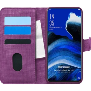 Oppo Reno 2Z Kılıf Fabric Book Wallet Mor