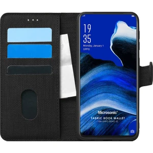 Oppo Reno 2Z Kılıf Fabric Book Wallet Siyah