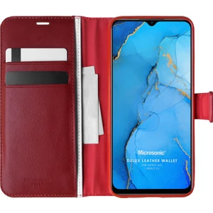 Oppo Reno 3 Kılıf Delux Leather Wallet Kırmızı