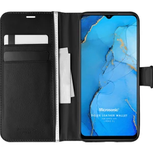 Oppo Reno 3 Kılıf Delux Leather Wallet Siyah