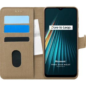 Realme 5i Kılıf Fabric Book Wallet Gold