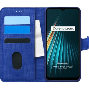 Realme 5i Kılıf Fabric Book Wallet Lacivert