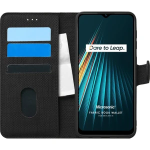 Realme 5i Kılıf Fabric Book Wallet Siyah
