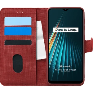 Realme 6i Kılıf Fabric Book Wallet Kırmızı