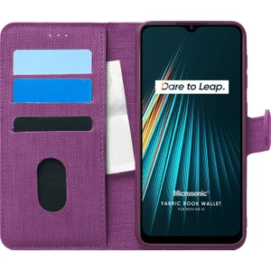Realme 6i Kılıf Fabric Book Wallet Mor