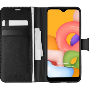 Samsung Galaxy A01 Kılıf Delux Leather Wallet Siyah