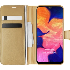 Samsung Galaxy A10 Kılıf Delux Leather Wallet Gold