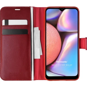 Samsung Galaxy A10s Kılıf Delux Leather Wallet Kırmızı