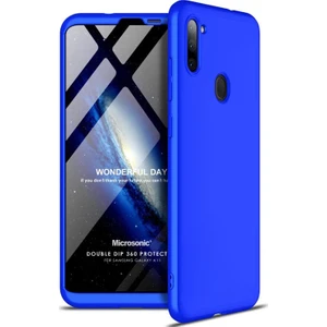 Samsung Galaxy A11 Kılıf Double Dip 360 Protective Mavi