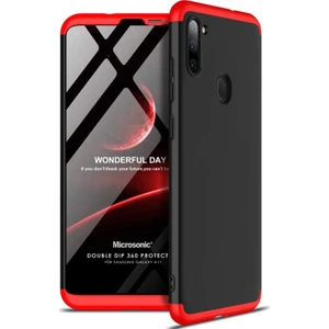 Samsung Galaxy A11 Kılıf Double Dip 360 Protective Siyah - Kırmızı