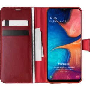 Samsung Galaxy A20 Kılıf Delux Leather Wallet Kırmızı
