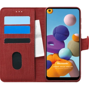 Samsung Galaxy A21 Kılıf Fabric Book Wallet Kırmızı