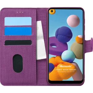 Samsung Galaxy A21 Kılıf Fabric Book Wallet Mor