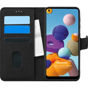Samsung Galaxy A21 Kılıf Fabric Book Wallet Siyah