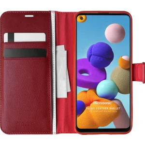 Samsung Galaxy A21s Kılıf Delux Leather Wallet Kırmızı