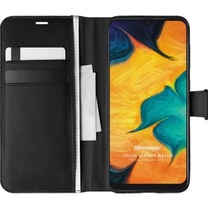 Samsung Galaxy A30 Kılıf Delux Leather Wallet Siyah