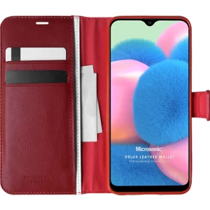 Samsung Galaxy A30s Kılıf Delux Leather Wallet Kırmızı