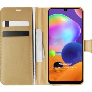 Samsung Galaxy A31 Kılıf Delux Leather Wallet Gold