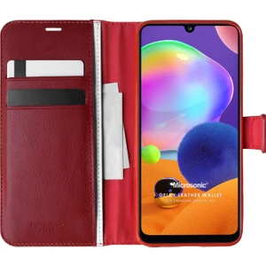 Samsung Galaxy A31 Kılıf Delux Leather Wallet Kırmızı