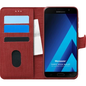 Samsung Galaxy A5 2017 Kılıf Fabric Book Wallet Kırmızı
