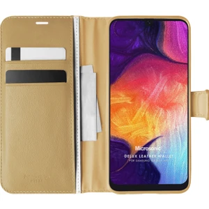 Samsung Galaxy A50 Kılıf Delux Leather Wallet Gold