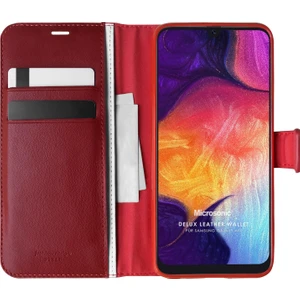 Samsung Galaxy A50 Kılıf Delux Leather Wallet Kırmızı