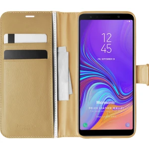 Samsung Galaxy A7 2018 Kılıf Delux Leather Wallet Gold
