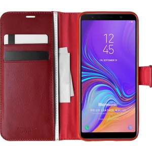 Samsung Galaxy A7 2018 Kılıf Delux Leather Wallet Kırmızı