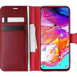 Samsung Galaxy A70 Kılıf Delux Leather Wallet Kırmızı