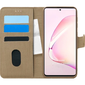 Samsung Galaxy A81 Kılıf Fabric Book Wallet Gold