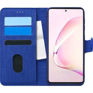Samsung Galaxy A81 Kılıf Fabric Book Wallet Lacivert