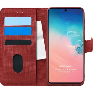 Samsung Galaxy A91 Kılıf Fabric Book Wallet Kırmızı