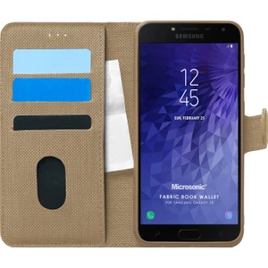 Samsung Galaxy J4 Kılıf Fabric Book Wallet Gold