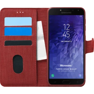 Samsung Galaxy J4 Kılıf Fabric Book Wallet Kırmızı