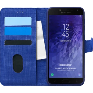 Samsung Galaxy J4 Kılıf Fabric Book Wallet Lacivert