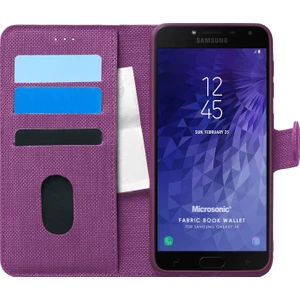 Samsung Galaxy J4 Kılıf Fabric Book Wallet Mor