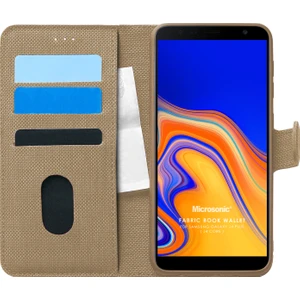 Samsung Galaxy J4 Plus Kılıf Fabric Book Wallet Gold
