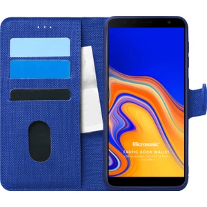 Samsung Galaxy J4 Plus Kılıf Fabric Book Wallet Lacivert