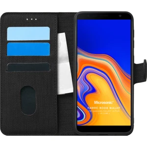 Samsung Galaxy J4 Plus Kılıf Fabric Book Wallet Siyah