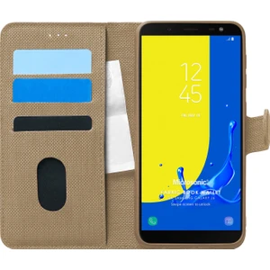 Samsung Galaxy J6 Kılıf Fabric Book Wallet Gold