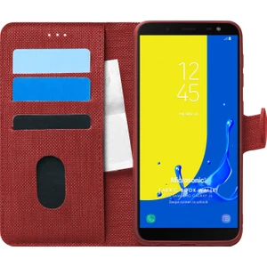 Samsung Galaxy J6 Kılıf Fabric Book Wallet Kırmızı